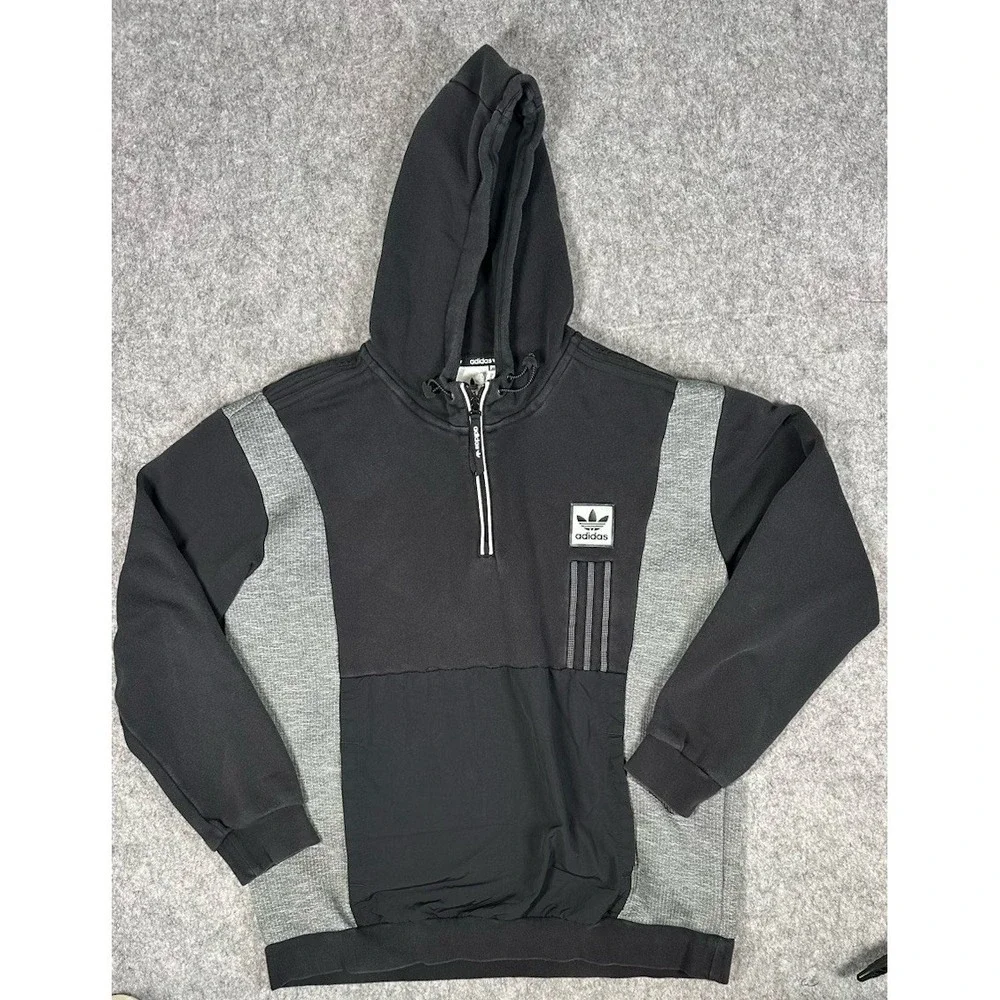 Adidas Originals ID96 1/4 zip hoodie black and grey heather Hoodie Size XL